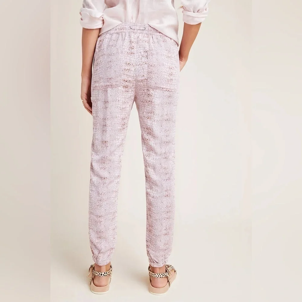 Anthropologie Orana Printed Joggers Pink Snakeskin Print Pants | Size Medium